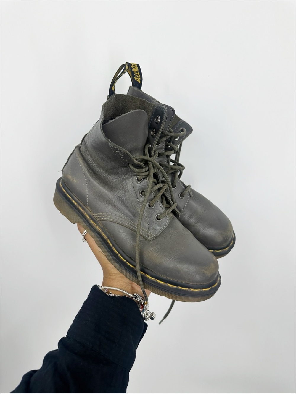 Dr Martens 1460 Gray Combat Boots Women's Size 7 Grunge